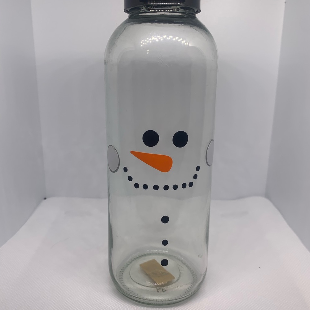 Snowman Glass Bottle